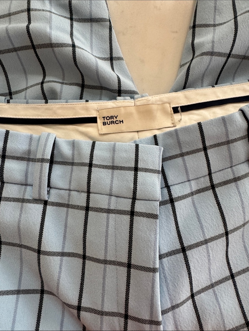 Tory Burch Light Blue Windowpane Golf Pants - Picture 2 of 5